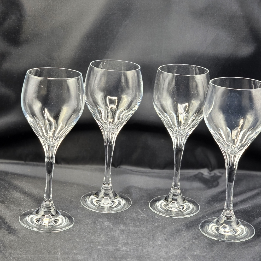 4 schott zwiezel claret wine glasses marked.